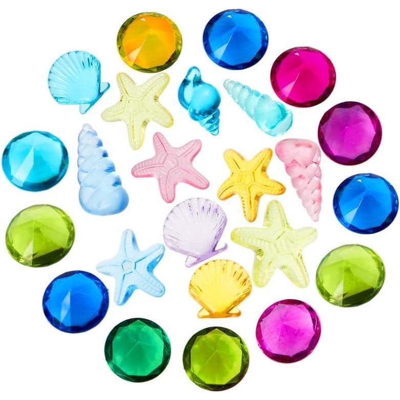 Skylety 24 Peças de Gemas de Mergulho para Crianças, Brinquedos de Piscina com Tema Oceano, Diamantes Coloridos, Tesouro