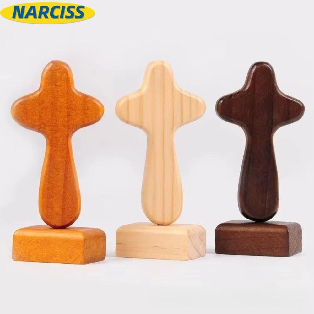 Escultura De Crucifixo Em Pé NARCISSUSPW , Estátua De Cruz Vintage De Material , Base