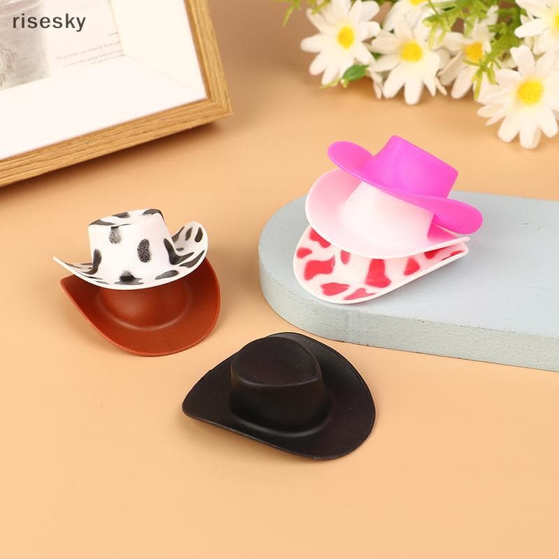 10 Pçs Chapéu De Boneca De Plástico Em Miniatura Cowboy Ocidental Cowgirl Para Bonecas Acessórios De Decoração
