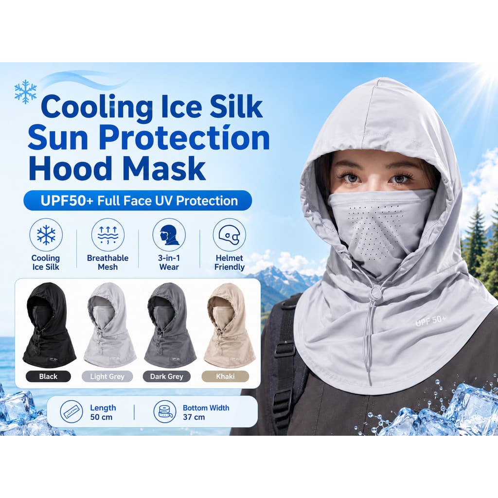 Capa De Proteção Solar De Seda Gelada Refrescante Máscara UPF50 + Bloco UV Facial Respirável Pescoço Gaite