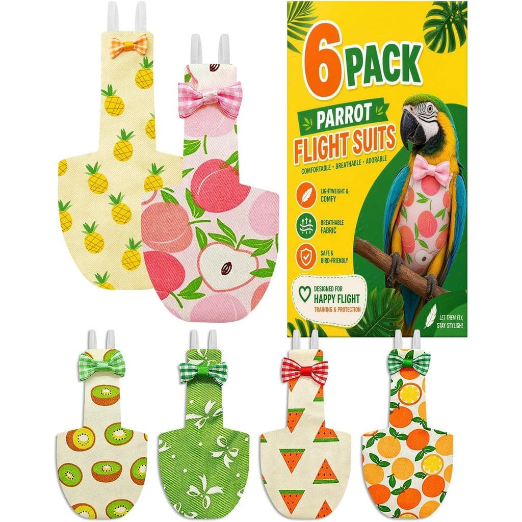 6 Peças de Fraldas para Pássaros de Tamanho Grande, Calças Reutilizáveis para Papagaios e Pombos, Roupa à Prova de Vazam