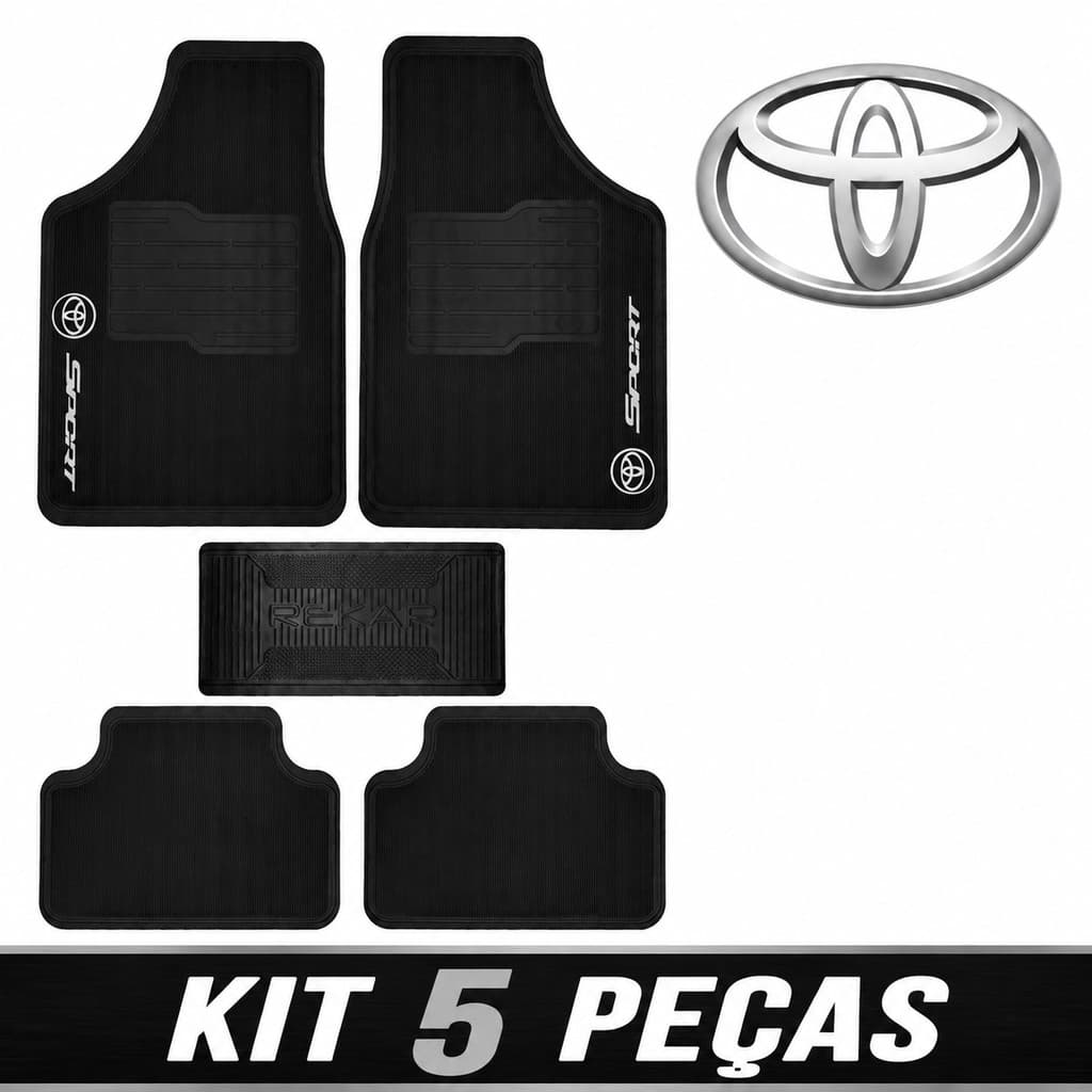 Tapete Borracha Toyota 5 peças Carro Automotivo Corolla Hilux Etios Yaris Rav4 Cross Sw4 Universal