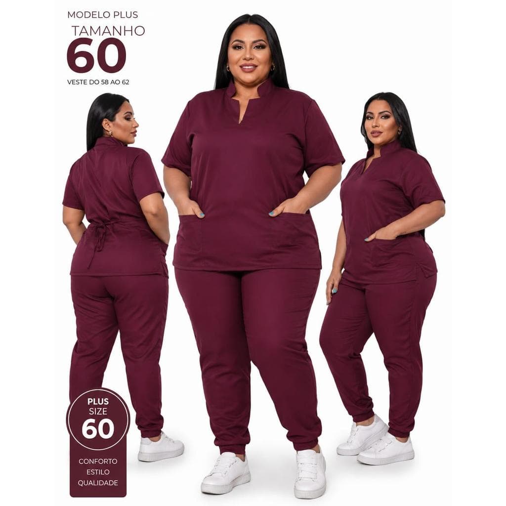Scrub Feminino Gola Padre Plus Size Pijama Cirúrgico Hospitalar G1 ao G5