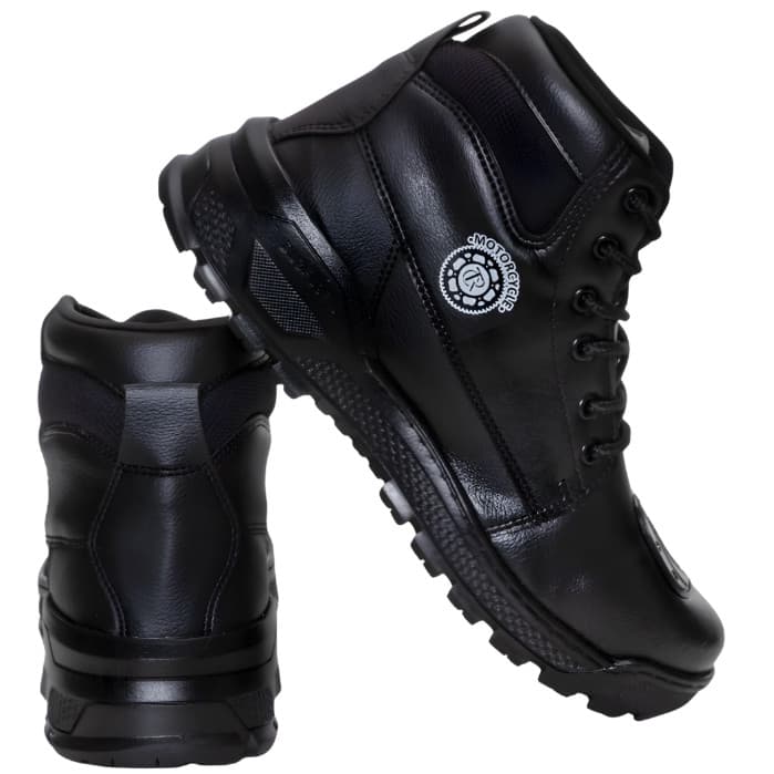 Bota Coturno Motoqueiro em 100%  Couro com Biqueira de Proteção