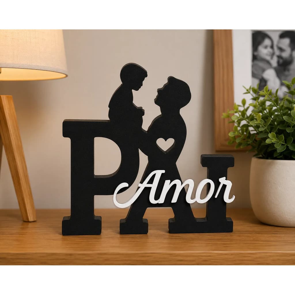 Placa Decorativa Pai Amor Dia Dos Pais Presente 3d