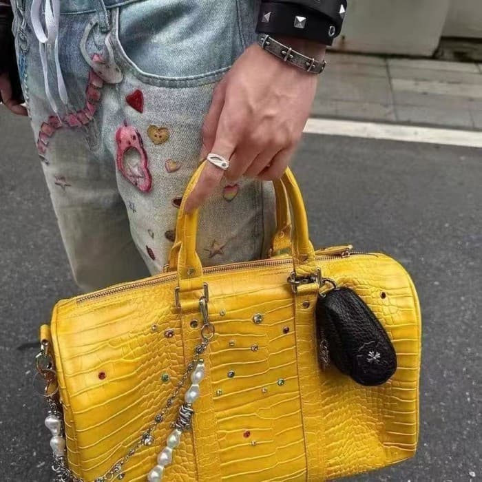 TooToo Bolsa Grande Bolsa de Viagem de Textura de Moda de Grande Capacidade Bolsa de Ombro Portátil com Gema