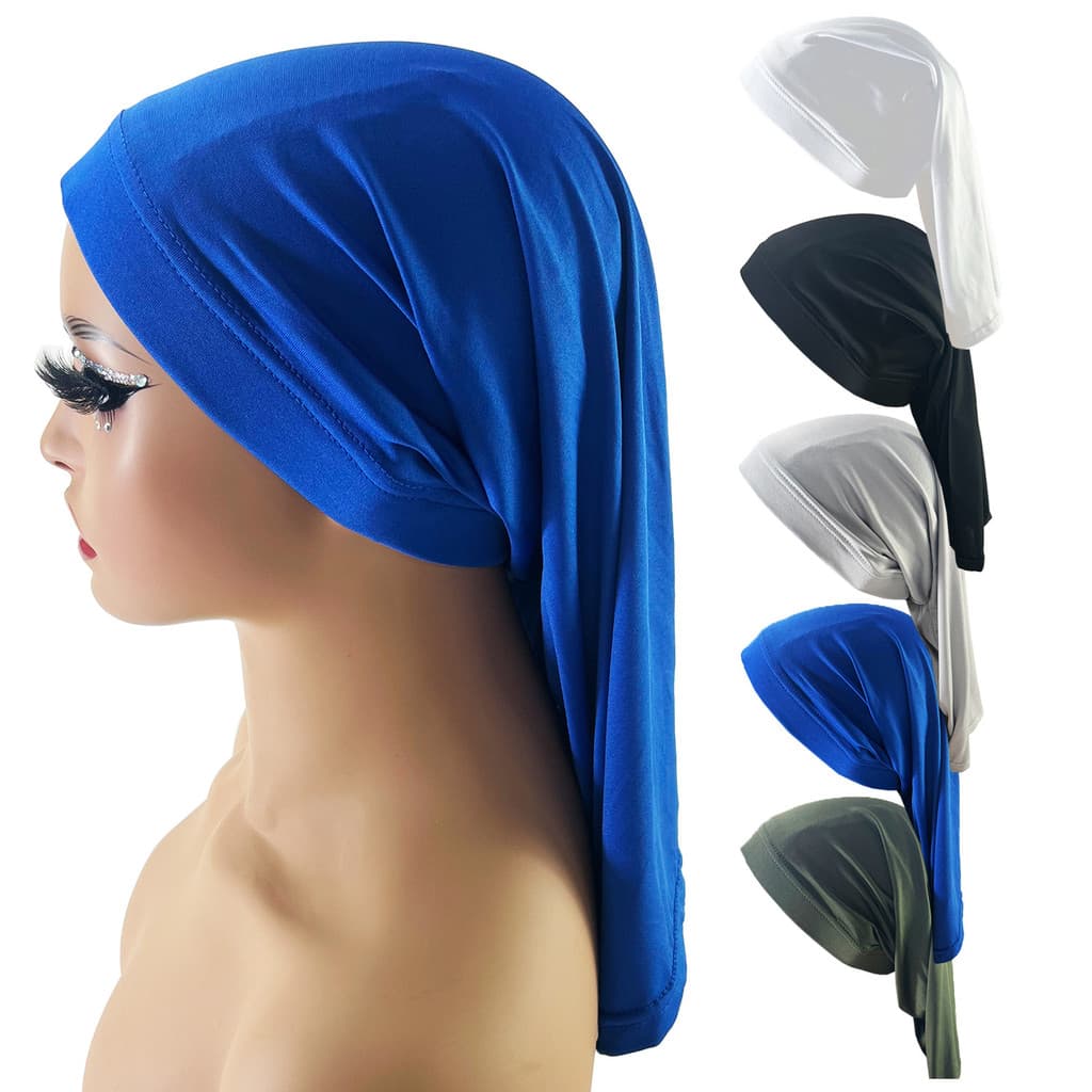 [Estoque pronto] Touca de cuidados com os cabelos trançados sujos, cor sólida, duas pontas, cabelo trançado reto, touca