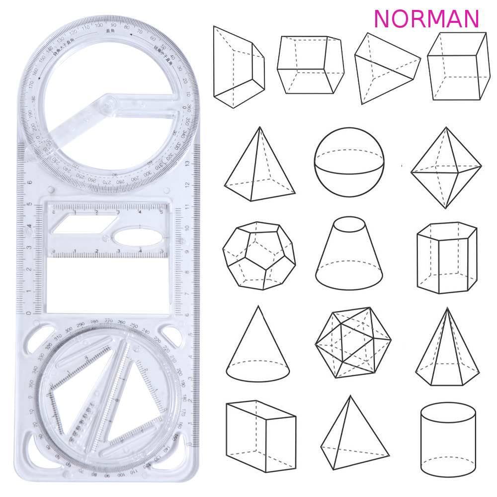 Régua De Desenho NORMAN , Geométrica Multifuncional Reta , Modelo De Plástico De Ângulo De Atividade
