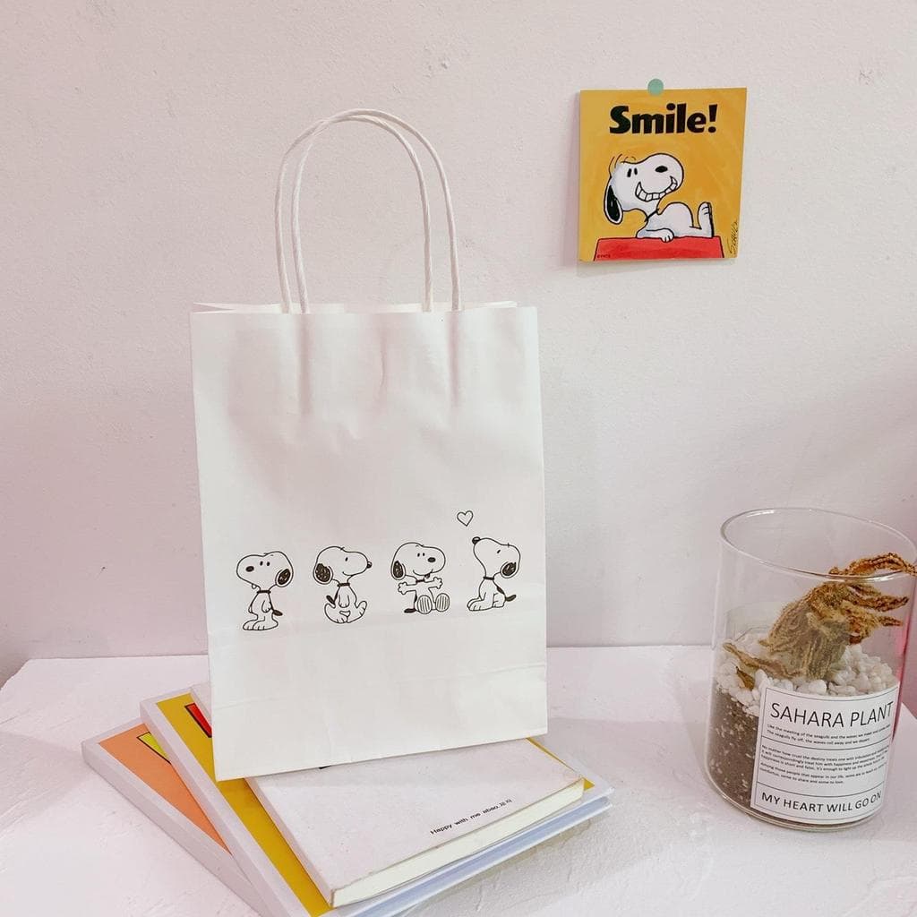 Estilo coreano ins filhote de cachorro branco papel Kraft sacola dos desenhos animados bonito foto adereços saco de pres