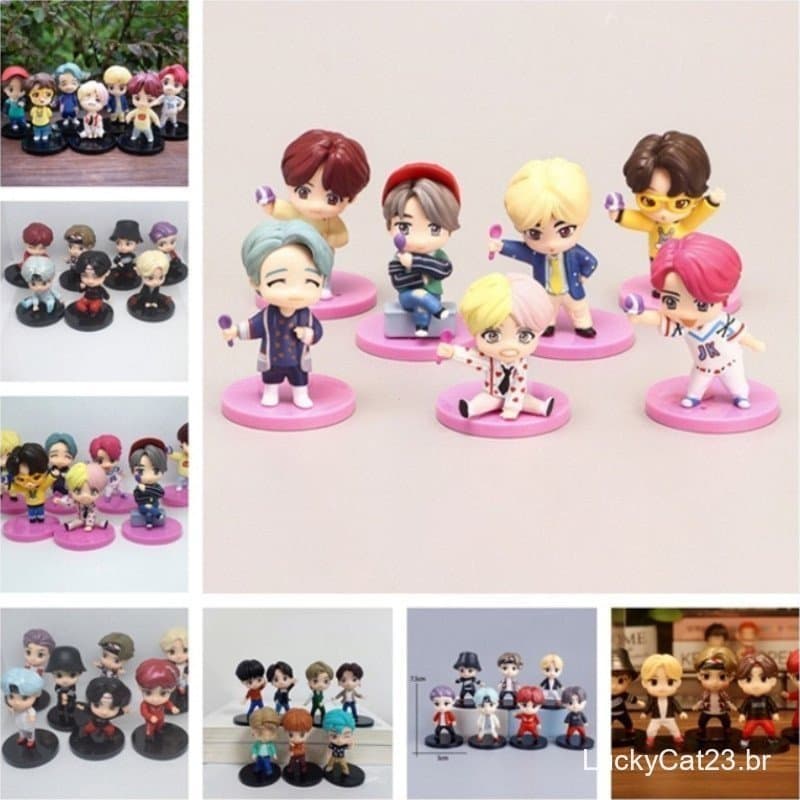 Coleção de Figuras de Ação Tinytan BTS 7 PCS Jimin V Jungkook Suga RM J-Hope Ídolos Coreanos Decoração de Bolo Presente