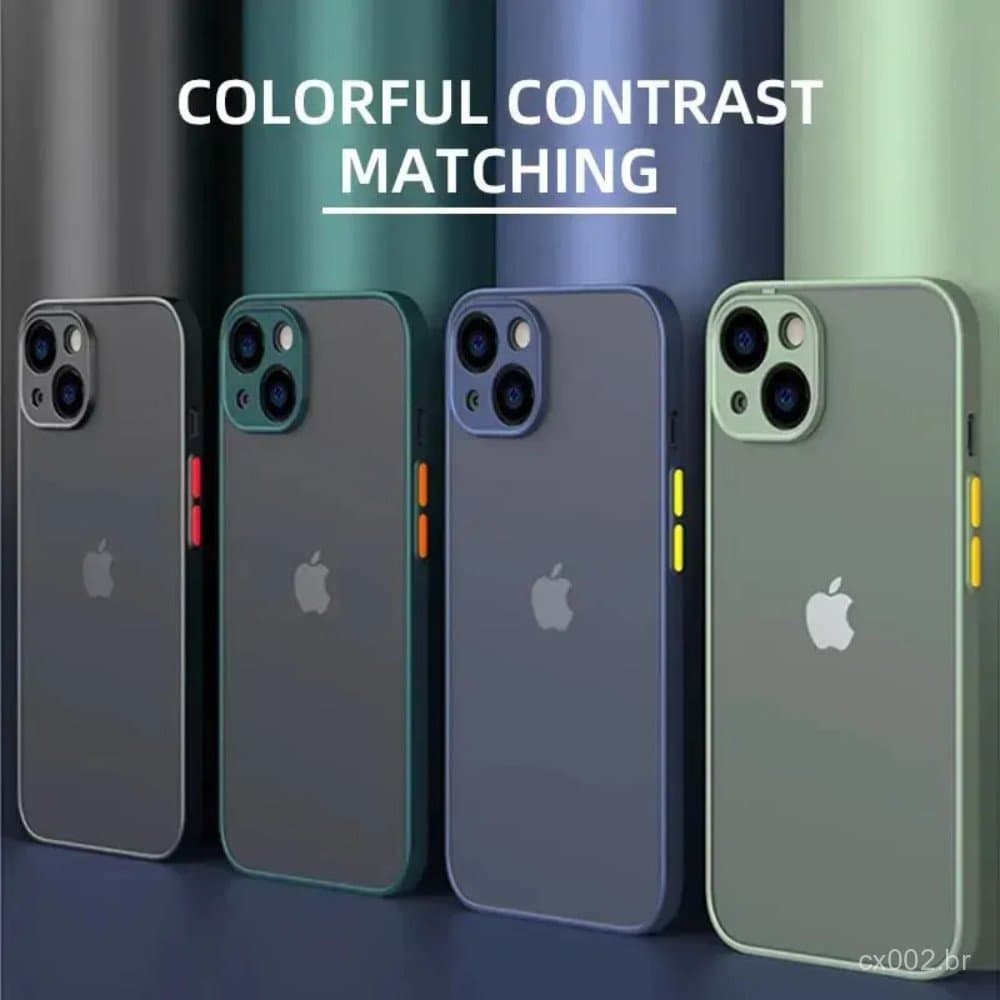 Armadura À Prova De Choque Fosco Caso Para iPhone 16 15 14 Plus 13 11 12 Pro Max Luxo Silicone Pára-Choques Claro Duro P