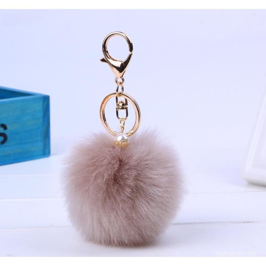 Novas senhoras carro chaveiro de pelúcia 8cm Pompom 13 cores com pérola bonito saco pingente carro chaveiro 16 EILA