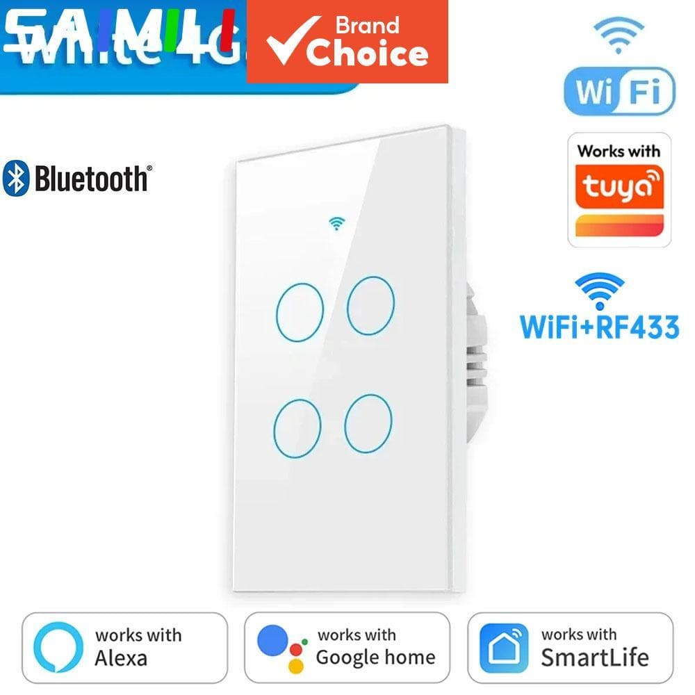 SAIMILI Interruptor de luz inteligente WiFi Tuya branco padrão EUA compatível com Alexa Google Home Interruptor de