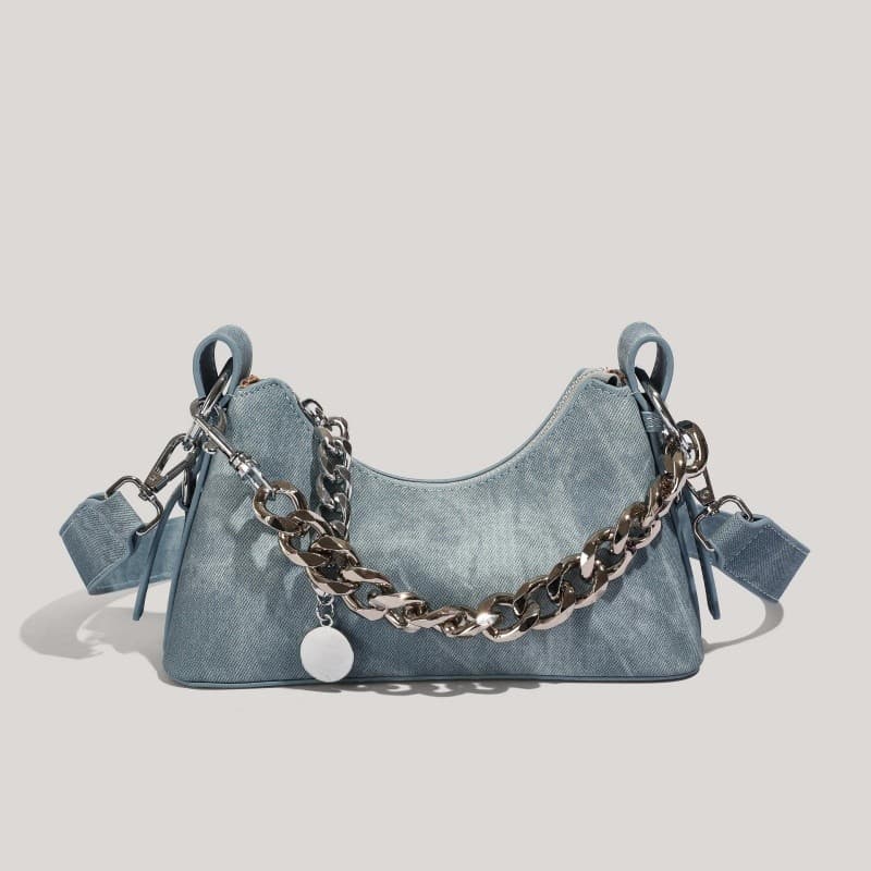 Nova Bolsa crossbody De Corrente De Alta Qualidade Para Outono E Inverno , Baguete Jeans vintage hobo Elegante Axilas
