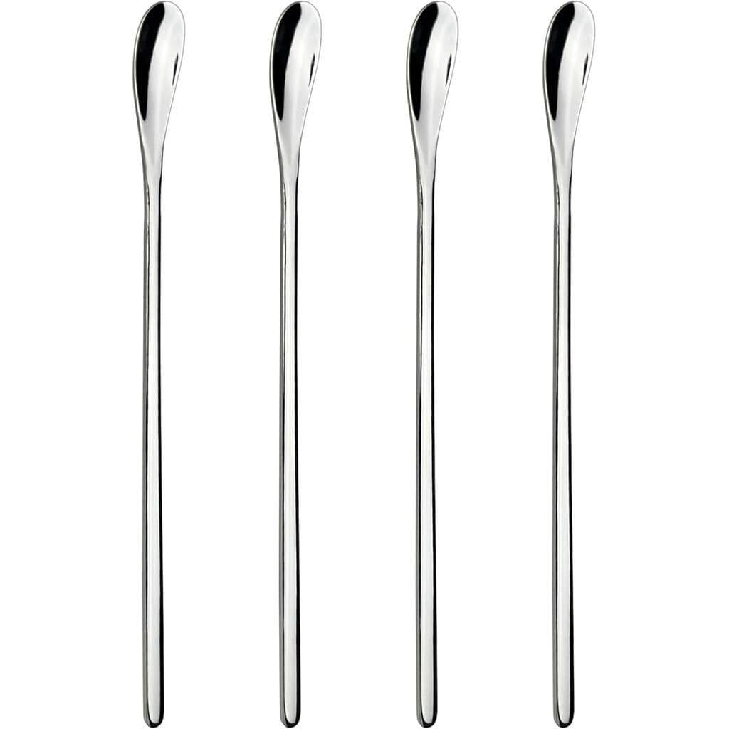 Stainless Steel Coffee Stirring Spoons – Set of 4, 7.6-Inch Reusable Drink & Cocktail Swizzle Sticks, Slim Salt or Condi