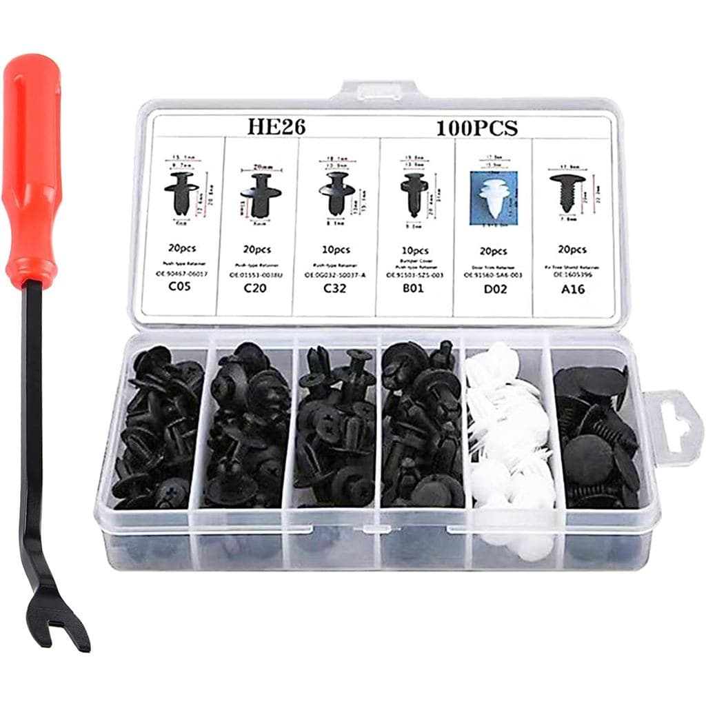 100 Peças de Clipes de Fixação para Para-choques de Carro, Kit de Substituição de Rebites de Nylon de 6,3mm, 8mm, 9mm, 1
