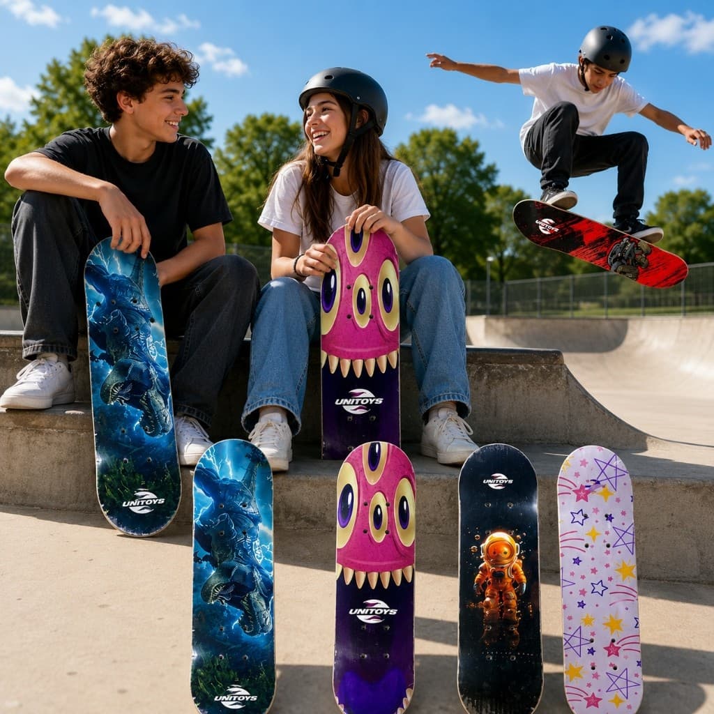Mini Skate Portátil Compacto Rodas Resistentes Estampas Variadas Diversão Criança Passeio