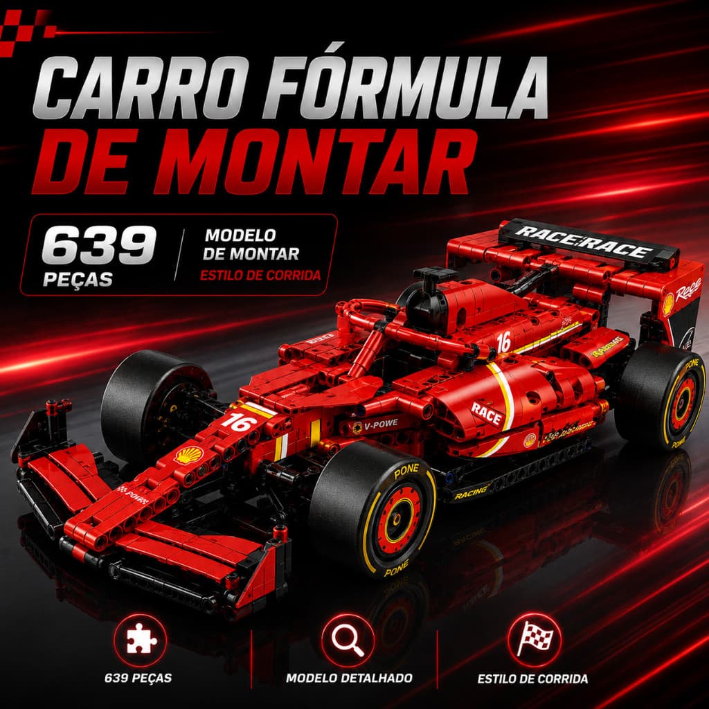 Ferrari F1 SF-24 Blocos De Montar 639 Peças Carro Fórmula 1 Premium Colecionável