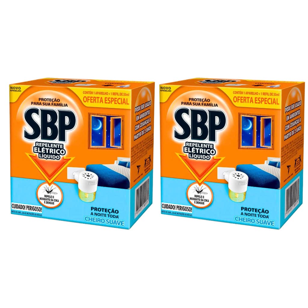 Kit 2 Aparelho Elétrico +Refil Líquido Cheiro Suave Sbp 35ml