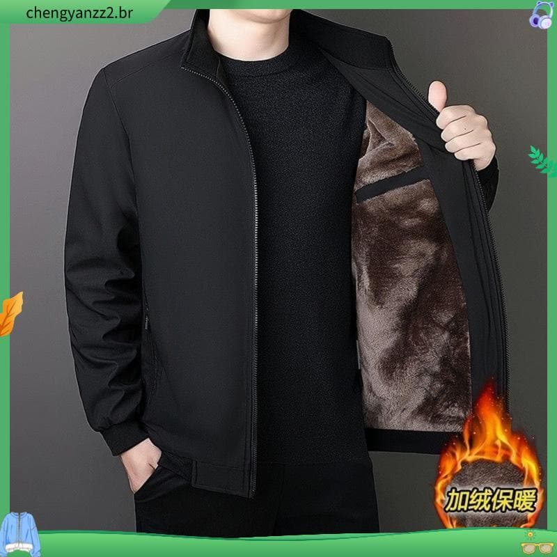 Jaqueta masculina de meia-idade, jaqueta de inverno Casual masculina, jaqueta acolchoada de algodão de inverno, lapela,