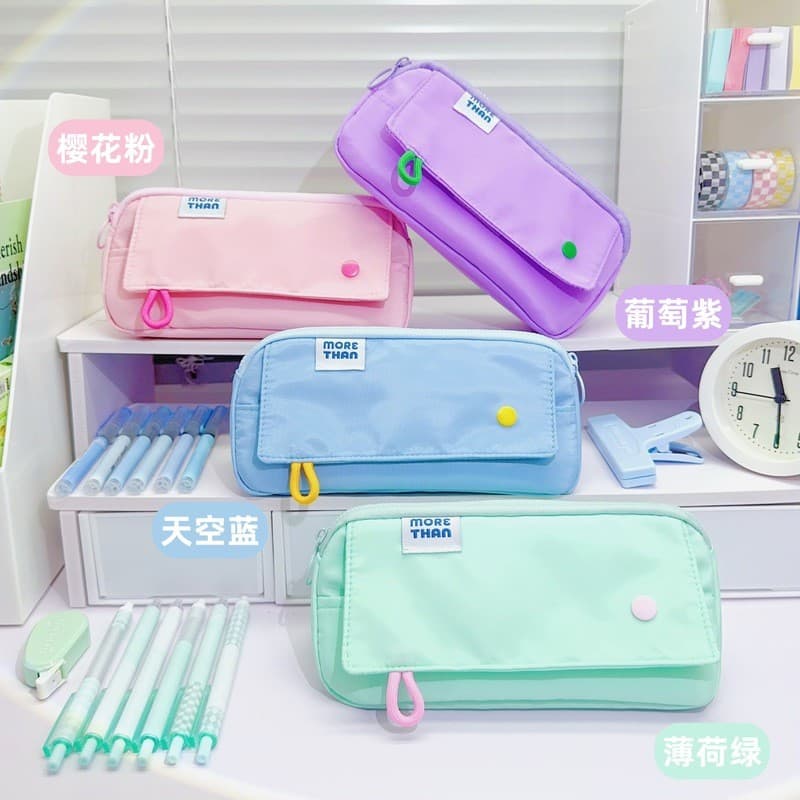 Estojo pronto para meninas de grande capacidade Estojo simples de alto valor Bolsa de papelaria multifuncional de cor só