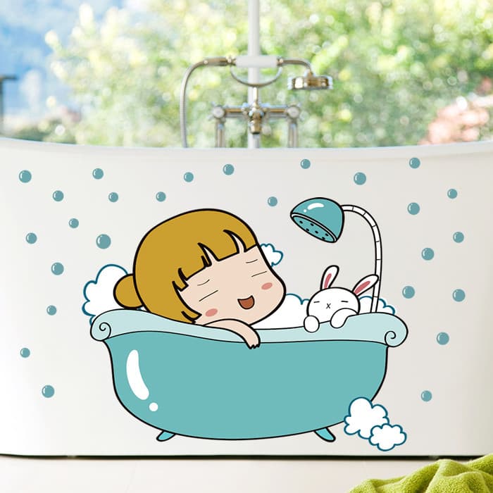 Adesivos de parede banho dos desenhos animados engraçado criativo auto-adesivo adesivos de parede quarto das crianças ba