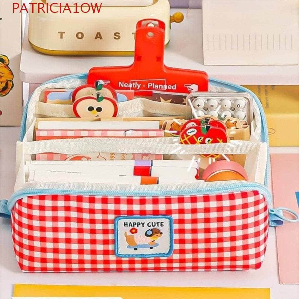 Estojo De Lápis Prisma , Bolsa De Papelaria Com Grade De Armazenamento De Mesa Estilo Coreano , Grande Capac