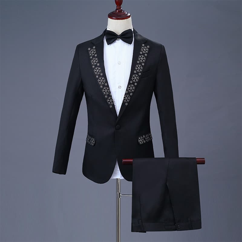 Traje de desempenho masculino adulto único brilhante diamante cantor anfitrião traje palco coro vestido masculino terno
