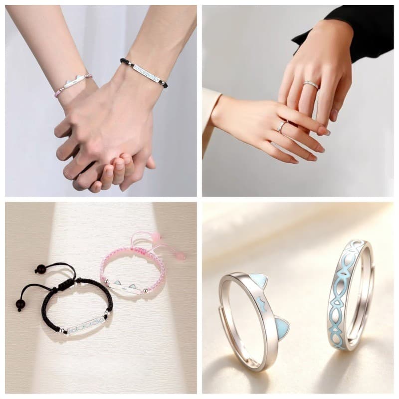 Catfish love Anel E Pulseira Com design De Casal Que Brilha No Escuro , Presente premium