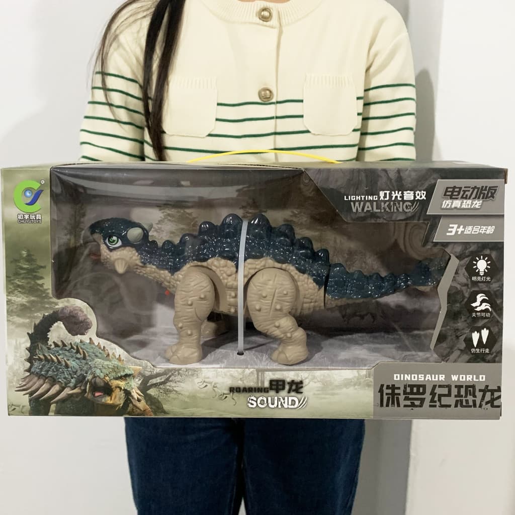 Brinquedo de dinossauro elétrico de tamanho grande andando cauda balançando efeitos sonoros luminosos Manicure infantil