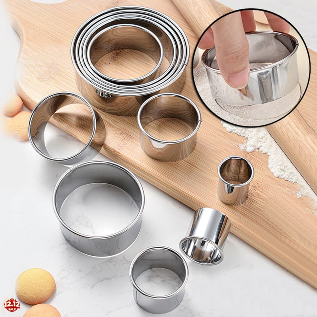 11 Pçs Redondo De Aço Inoxidável Mousse Bolo Anel Conjunto Cortador Biscoito Molde Cozimento