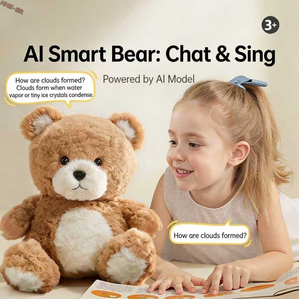 Boneca De Urso De Pelúcia Interativa AI-Brinquedo Educacional De Voz Para Crianças