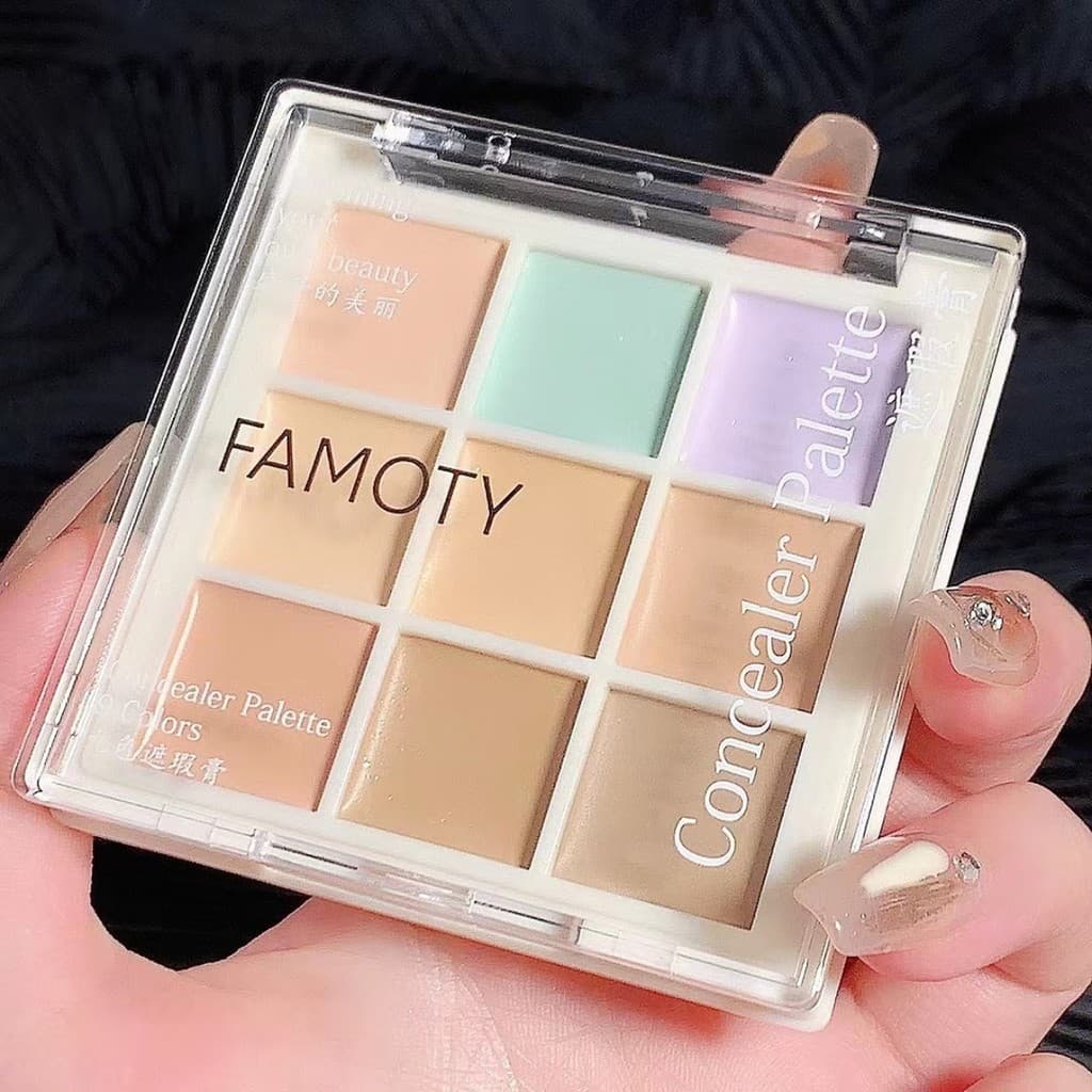 Paleta de corretivos de 9 cores, cobre marcas de Acne, olheiras, calha de rasgo, ilumina o tom da pele.