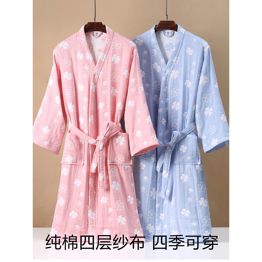Roupão de banho absorvente de secagem rápida Four Seasons Camisola feminina de algodão puro