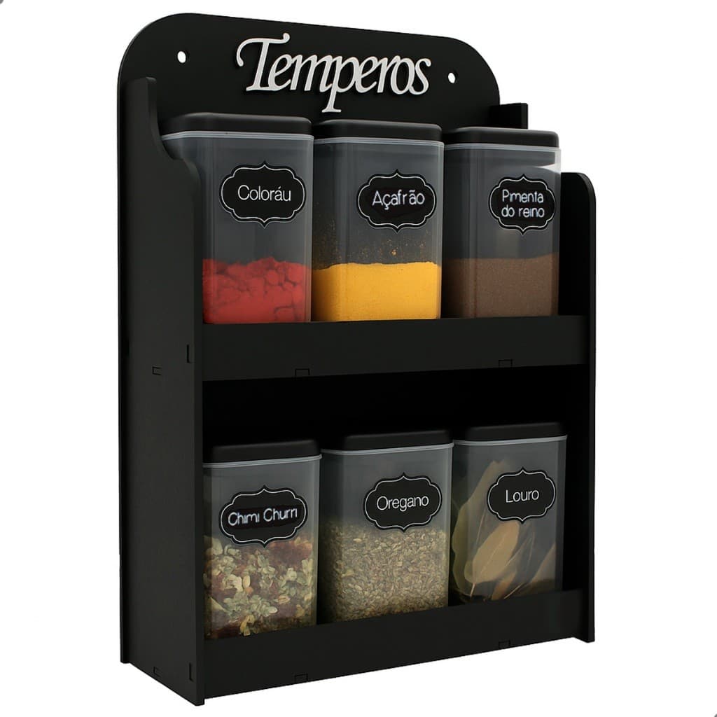 Porta Temperos MDF Cozinha Organizador Condimentos Mesa ou Parede Decorativo Prático Sem Potes Envio Rápido