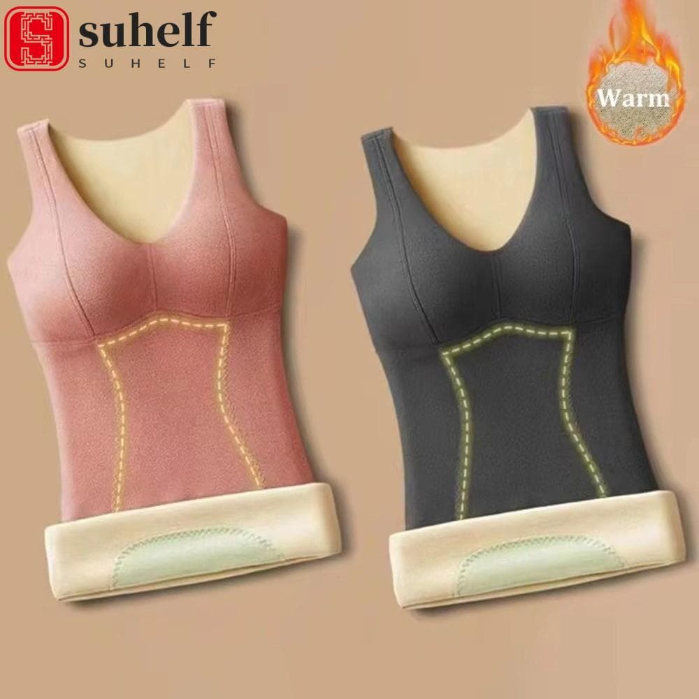 Regatas Térmicas SUHELF , Camisetas Forradas De Lã Em Tecido Dralon De Material Grosso E Quente ,