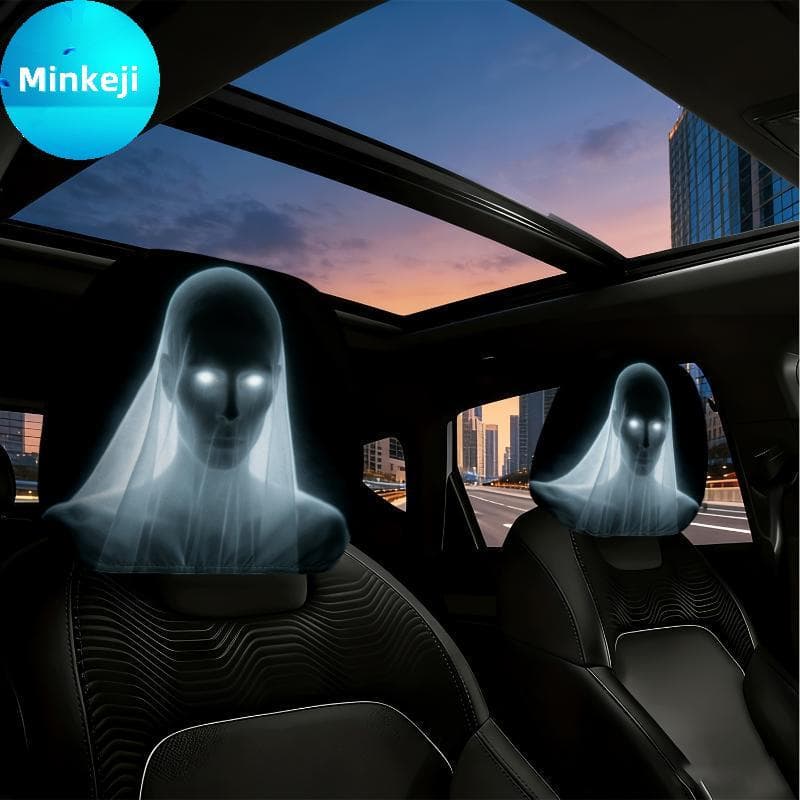Mhengke Capa Universal Para Encosto De Cabeça De Carro , 2 Peças , Halloween , Horror , Estampa Facial , À Prova De Poei