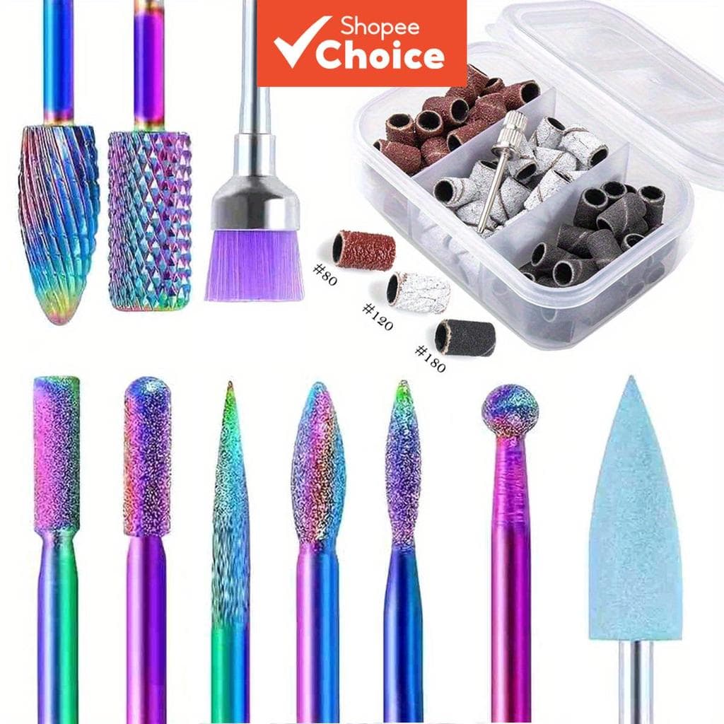 Conjunto Profissional de Bandas de Lixa com Pontas de Cerâmica de Tungstênio para Unhas Manicure Elétrica Acessórios de