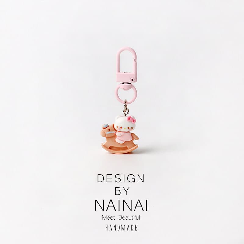 Doce brincalhão rosa kt gato chaveiro bonito mochila saco pingente casal pequeno presente chaveiro pingente