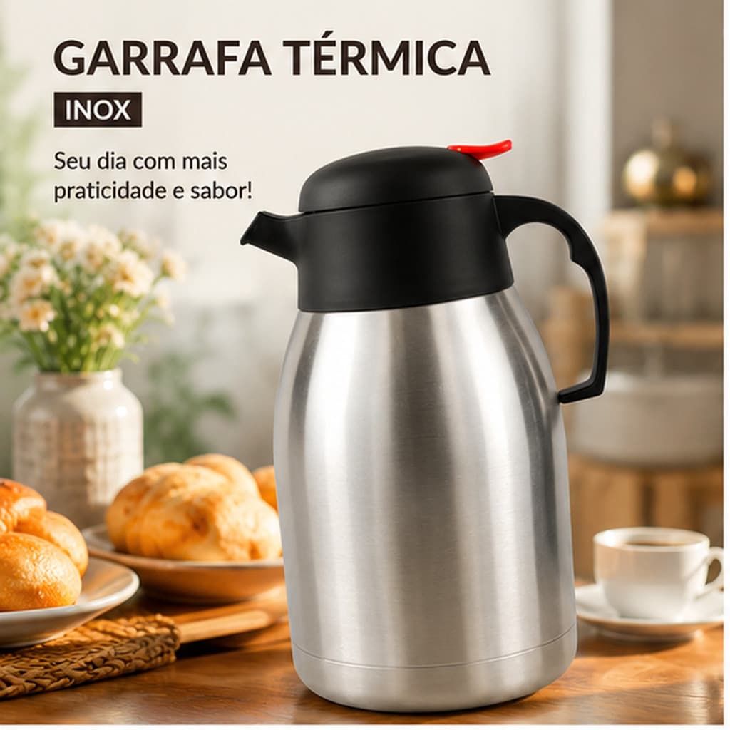 Garrafa Térmica 1,5L para Café e Chá – Conserva Quente e Frio | Garrafa para Casa Cozinha Escritório