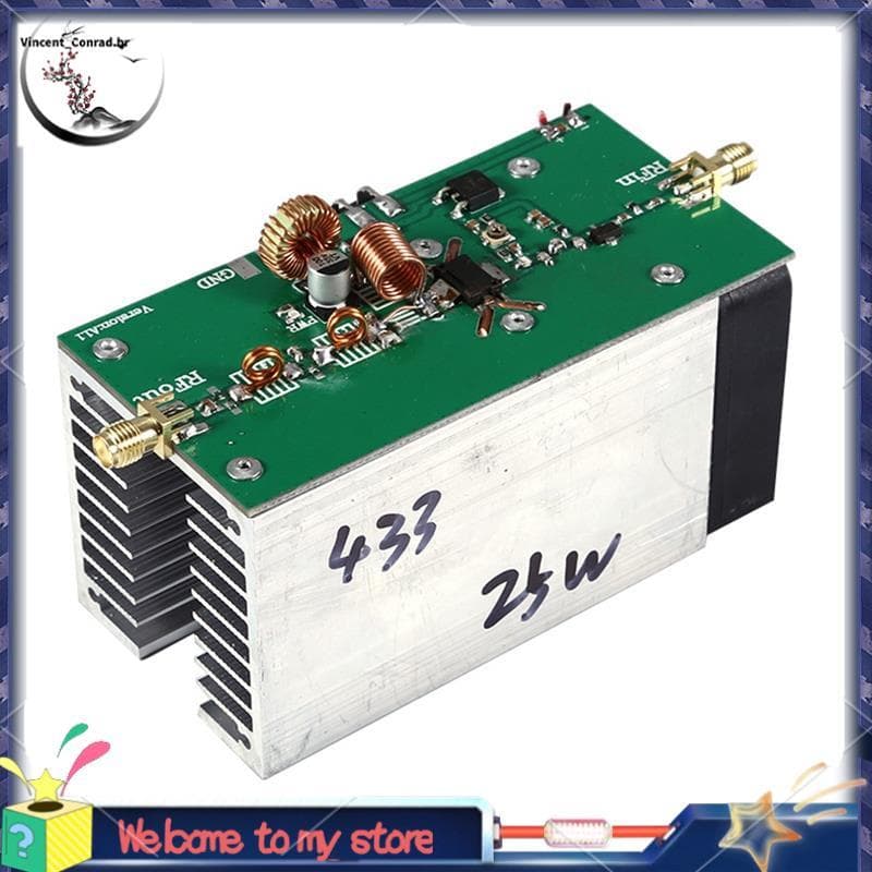 Amplificador De Potência 433MHz 25W Transmissão De Imagem Com Ventilador De Resfriamento 390-470MHz Para Transceptor De