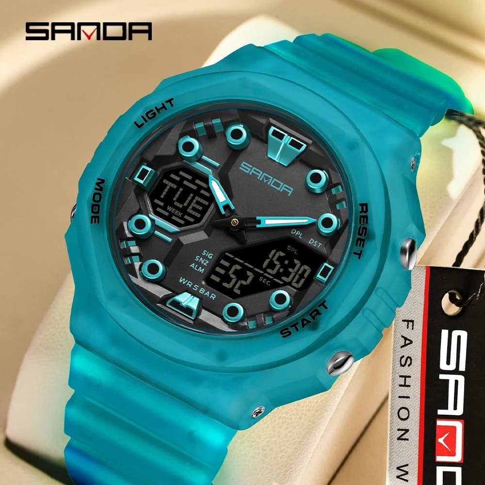 SANDA Digital LED Relógio Masculino Esporte Quartzo De Pulso Marca Superior Luxo Cronômetro À Prova Dwaterproof Água Ele