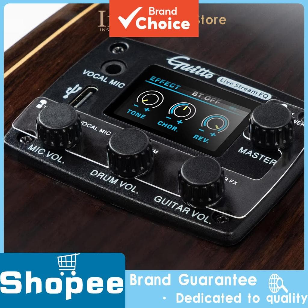 Guitto Violão acústico Multifuncional Captador de Vibração GGP 05 Para Transmissão ao Vivo EQ Digital Com Microfone