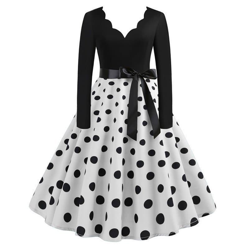 Vestido de Festa Estilo Rock com Estampa de Notas Musicais e Manga Longa Vintage para Mulheres P8FO O321