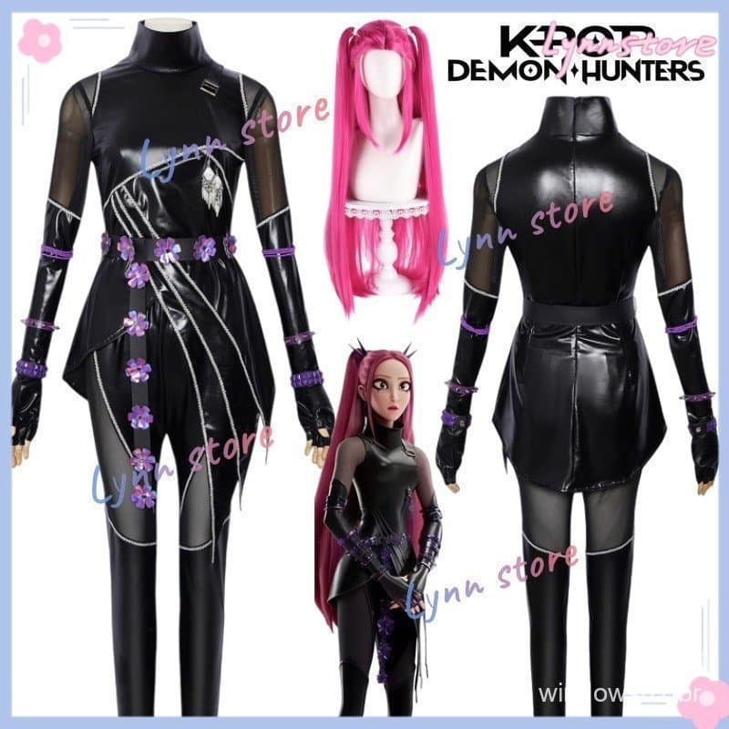 Fantasia de Cosplay RUMI ZOEY MIRA, Traje de Caçador de Demônios KPOP em Couro Preto, Roupas para Festa de Carnaval R9ZH