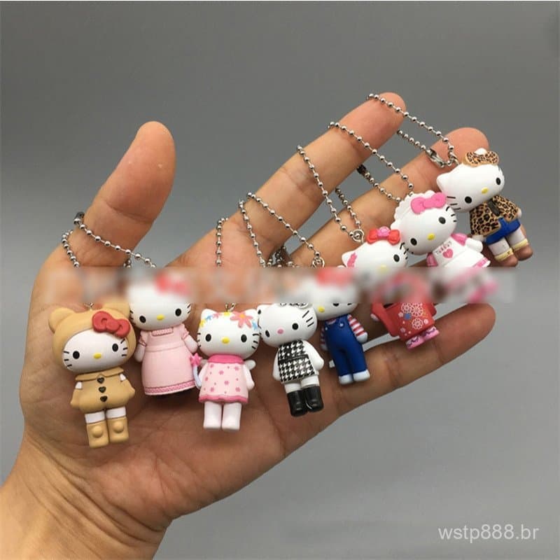 20258 peças/conjunto Chaveiro de kimono Hello Kitty, pingente para decoração DIY, estilo de roupa, versão Q, modelo de f