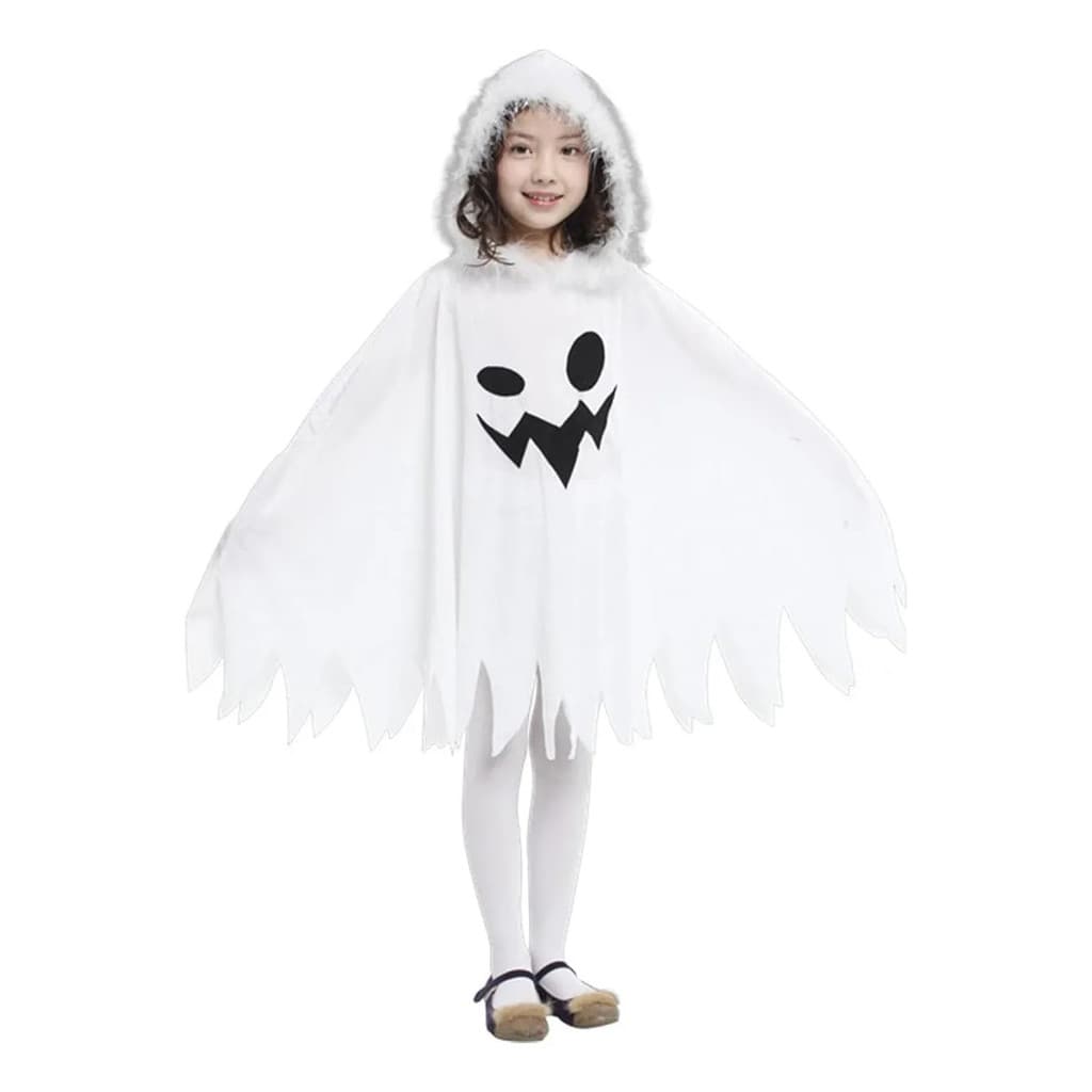 Fantasia De Fantasma Para Crianças E Meninas Com Capuz e Halloween