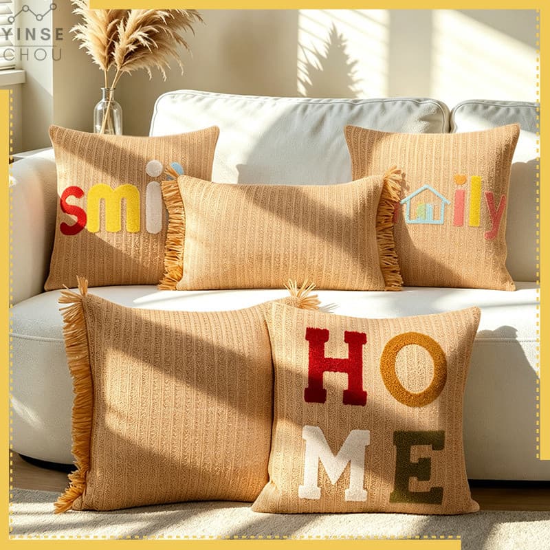 Almofada moderna minimalista bordada em palha 45*45cm, 30*50cm, capa de almofada decorativa para sofá de sala de estar,