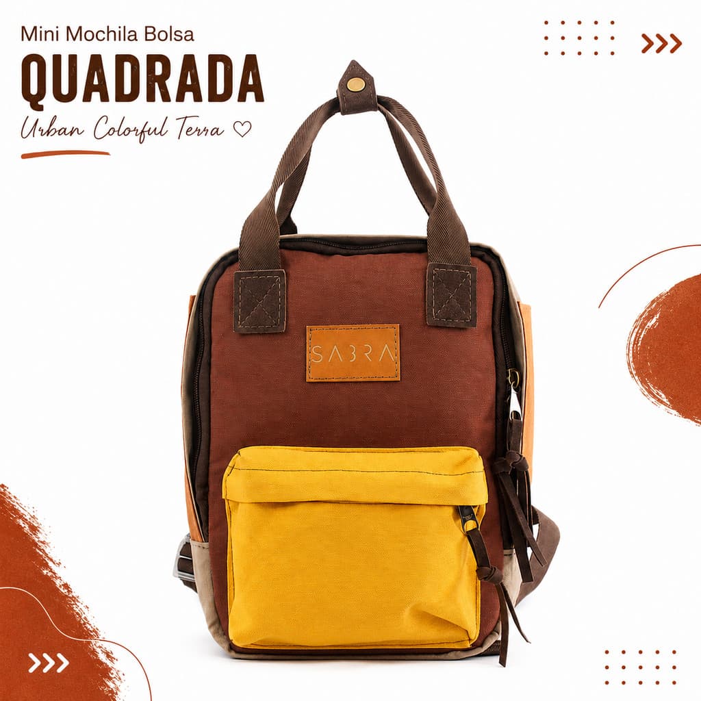 Mini Mochila Bolsa Quadrada Urban Colorful Terra Sabra
