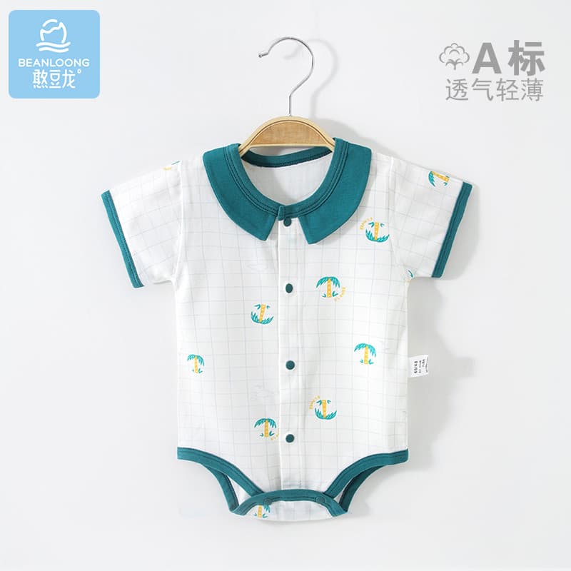 Bebê macacão bebê verão estilo fino masculino Modal bebê de manga curta macacão verão triângulo macacão roupas de verão